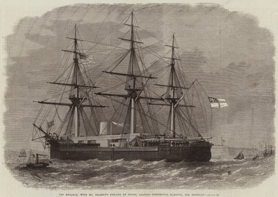 Le Monarque, avec les Restes de M. Peabody à Bord, quittant le Port de Portsmouth, pour Spithead - Edwin Weedon